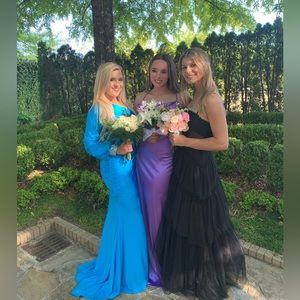 Betsy & Adam Black Tulle Gown